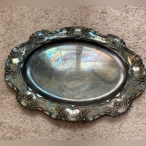Vintage Elegant Silver Ornate Serving plate